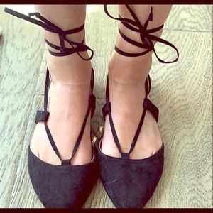 Black strap flats